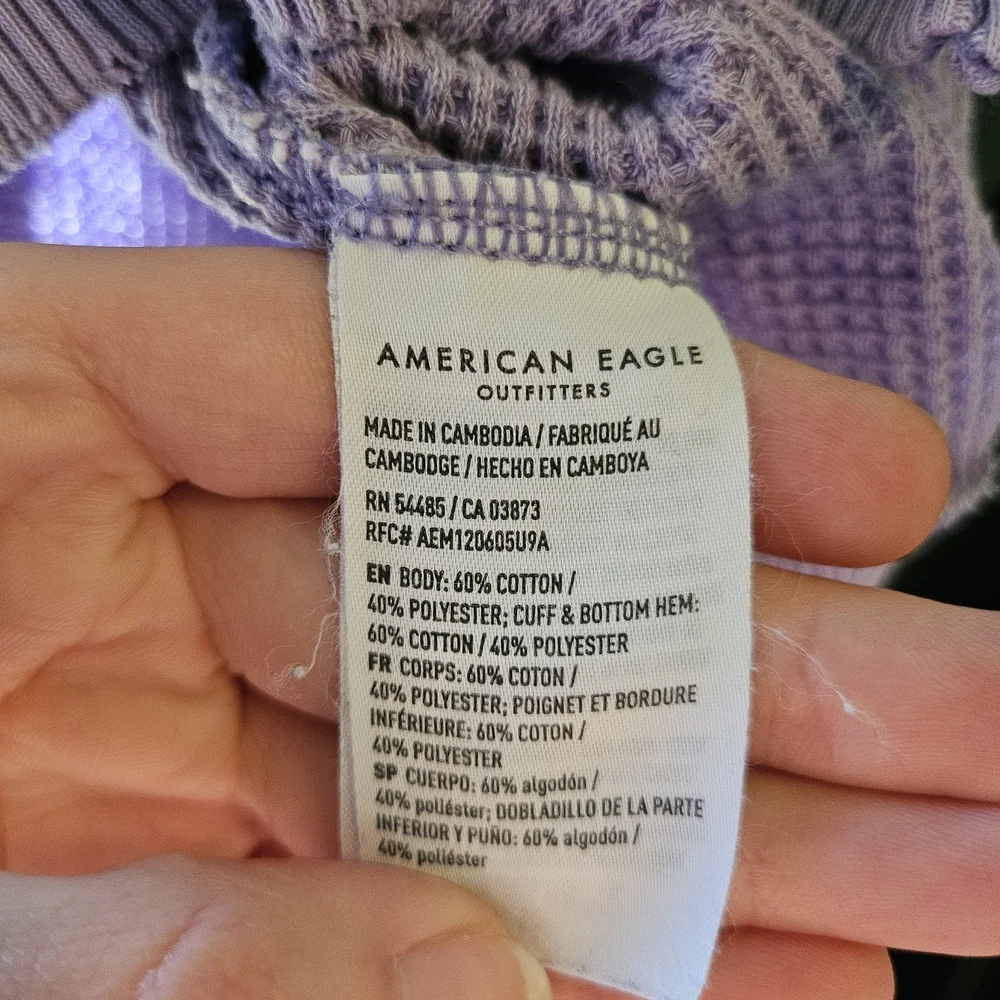 Women's American Eagle Waffle Pullover Bubdle - Purple, Yellow, Green - Picture 7 of 9